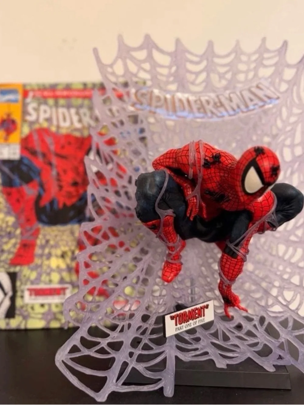 Marvel Spider-Man Red and Black Action Figure with Comic Book
